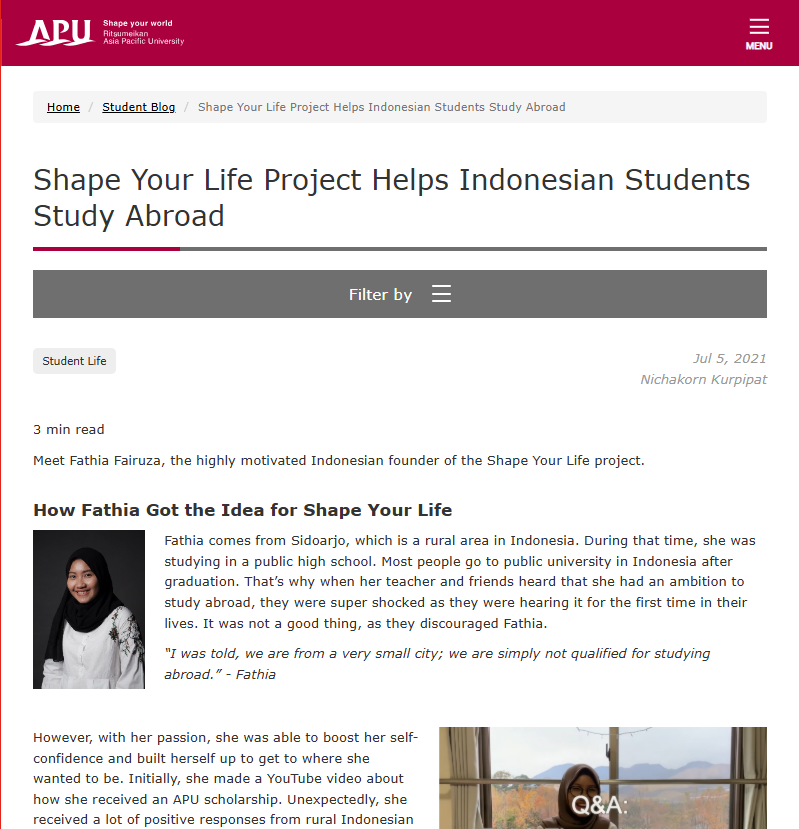 Shape Your Life Project Helps Indonesian Students Study Abroad